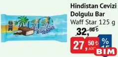 WAFF STAR HİNDİSTAN CEVİZİ DOLGULU BAR ÇİKOLATA 125 G fiyat ve kampanya bilgisi